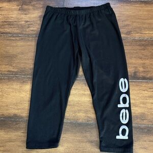 Bebe Kids Black Leggings with White Logo